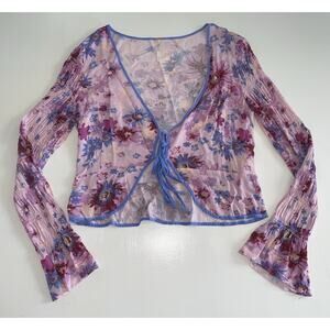 Free People Venice Long sleeve Printed top in rose combo size Small